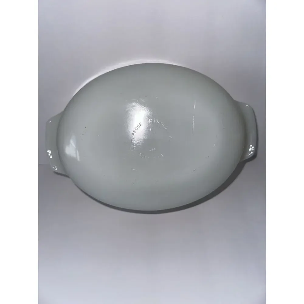 Vintage Fire-King Fruit Harvest #433 1.5 Qt Milk Glass Casserole Dish USA